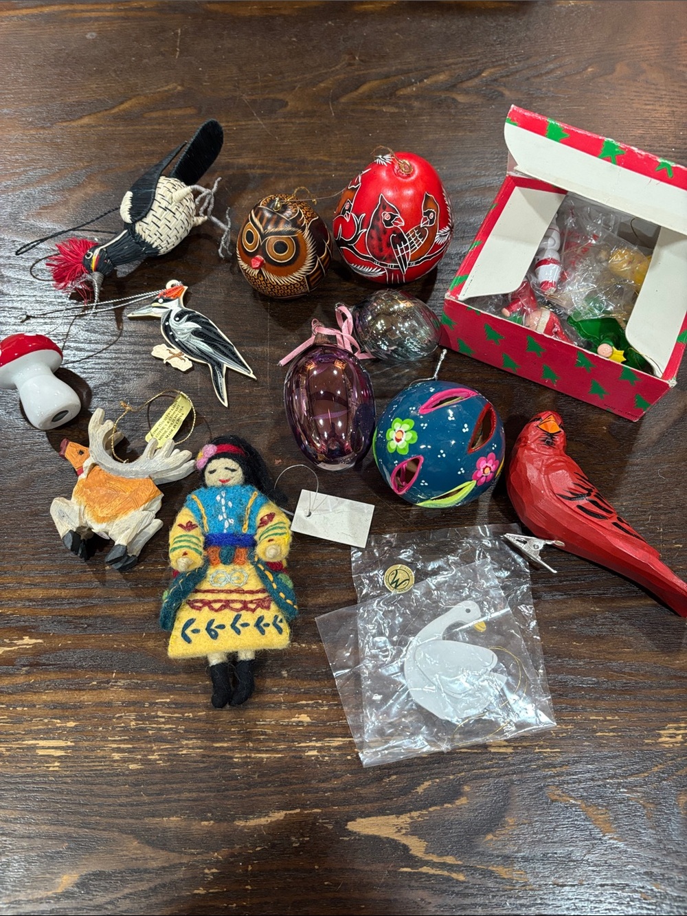 Assorted Holiday Ornaments Lot - Colorful Handcrafted Pieces